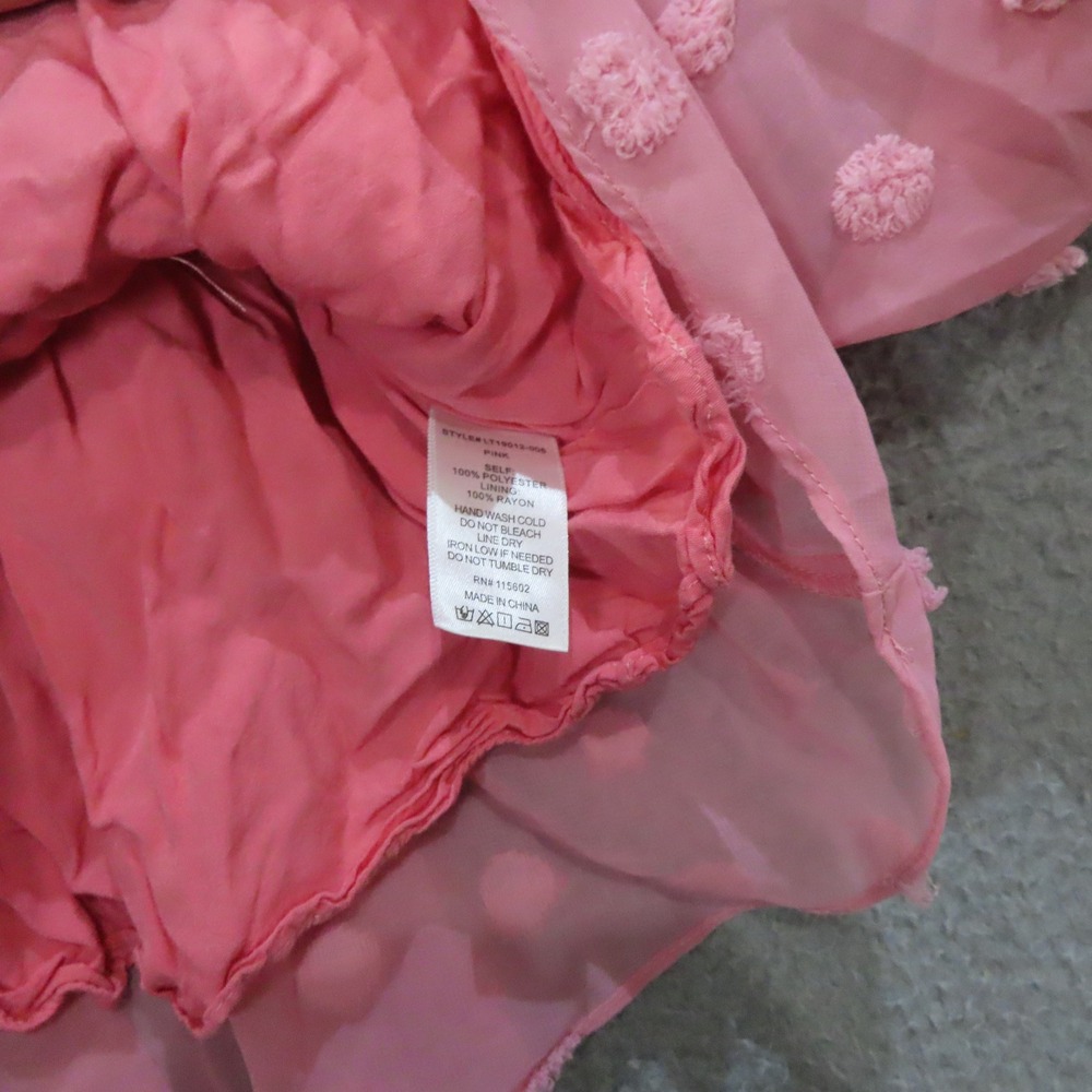 Lush Barbiecore Pink Smocked Peplum Top Puff Sleeve Coquette Cottagecore Medium - Picture 10 of 12